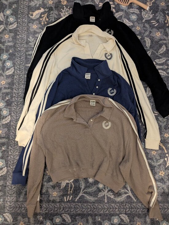 PINK Victoria's Secret Tops - Victoria Secret PINK Fleece Cropped Polo Sweatshirts